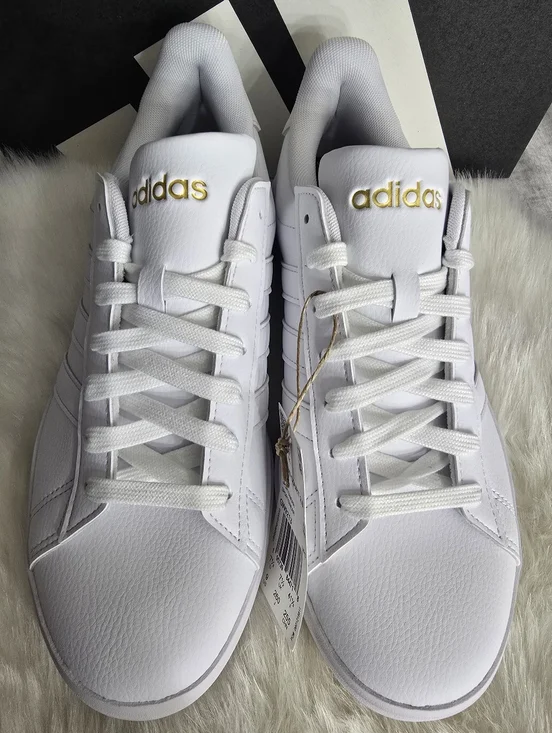 Adidas Ground Court 2.0 White Gold Metallic Sneakers For Womens New✨️ - Picture 7 of 8